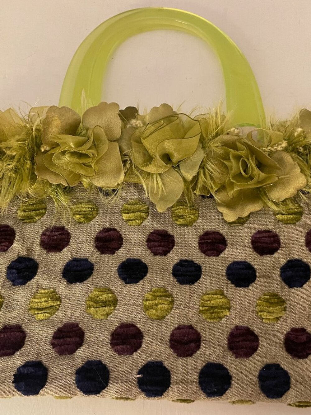 Vintage Unique Unbranded Small Bag Raised Polka Dots Bakelite Handle